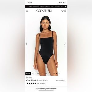 Gooseberry one Piece Tank Black Bathing Suit